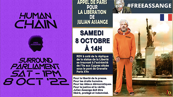 Samedi 8 octobre 2022 : journée mondiale de soutien à Julian Assange
