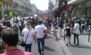 Des manifestants rue Saint Lazare